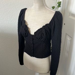 Medium Free People Black Sweetheart Top